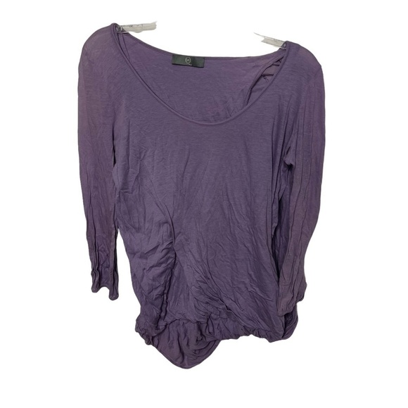 Alexander McQueen McQ Small Purple Draped Scoop Neck Top Shirt Cinched